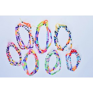 Collier multicolore perles plastique