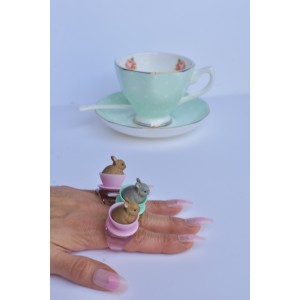 Tea cup bunny ring