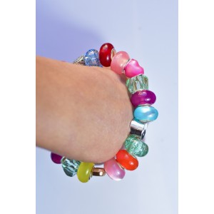 Hot colors bangles with big beads