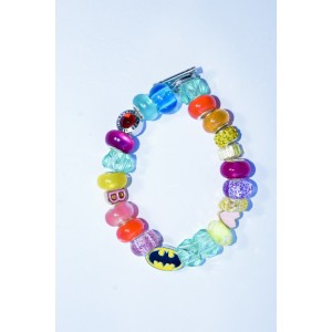 Rainbow bangle with smiley beads in glass and resin
