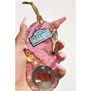 Handmade pink resin bottle opener