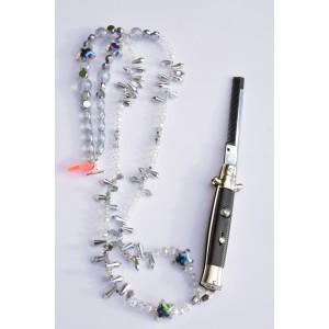 White crystal necklace and comb Bordelinparis