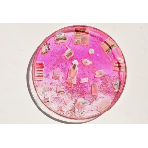 Pink vintage resin tray