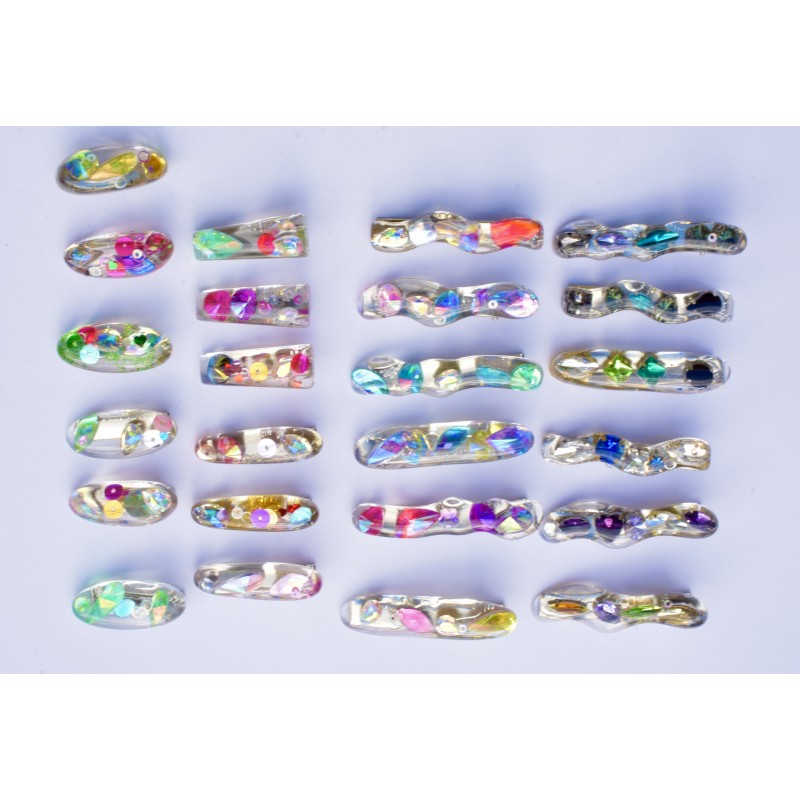 Resin hair clips with rhinestones