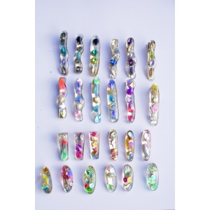 Resin barrettes with rhinestones made in France