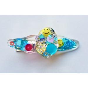 Rhinestones smiley and glitters resin hair clip