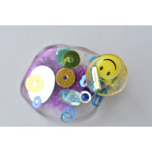 Rhinestones smiley and glitters resin hair clip