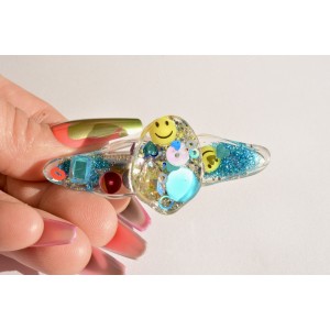 Rhinestones and glitters resin hair clip made in France