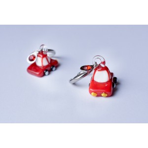 Red car glass earrings