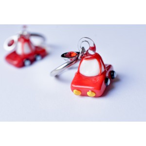 Red car miniature glass earrings