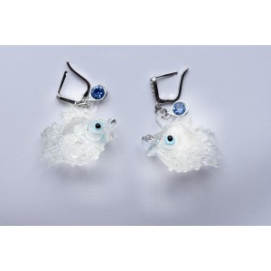 Transparent  fish earrings in glass
