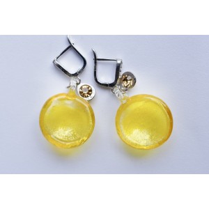 yellow sun glass earrings