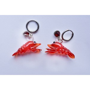 Boucles d'oreilles en verre homard