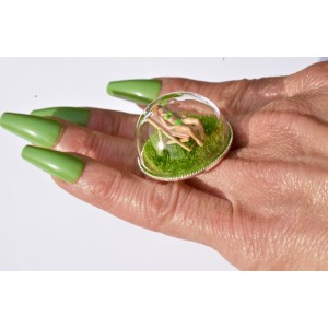 Diorama ring with miniature figure