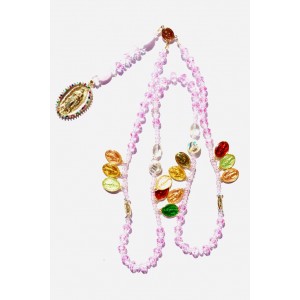 Chapelet vierge Marie en perles de cristal et médaillons colorés