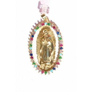 Chapelet vierge Marie en perles de cristal et médaillons colorés