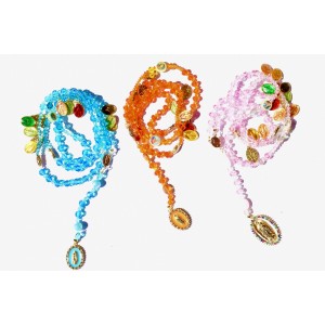 Chapelets vierge Marie en perles de cristal colorées