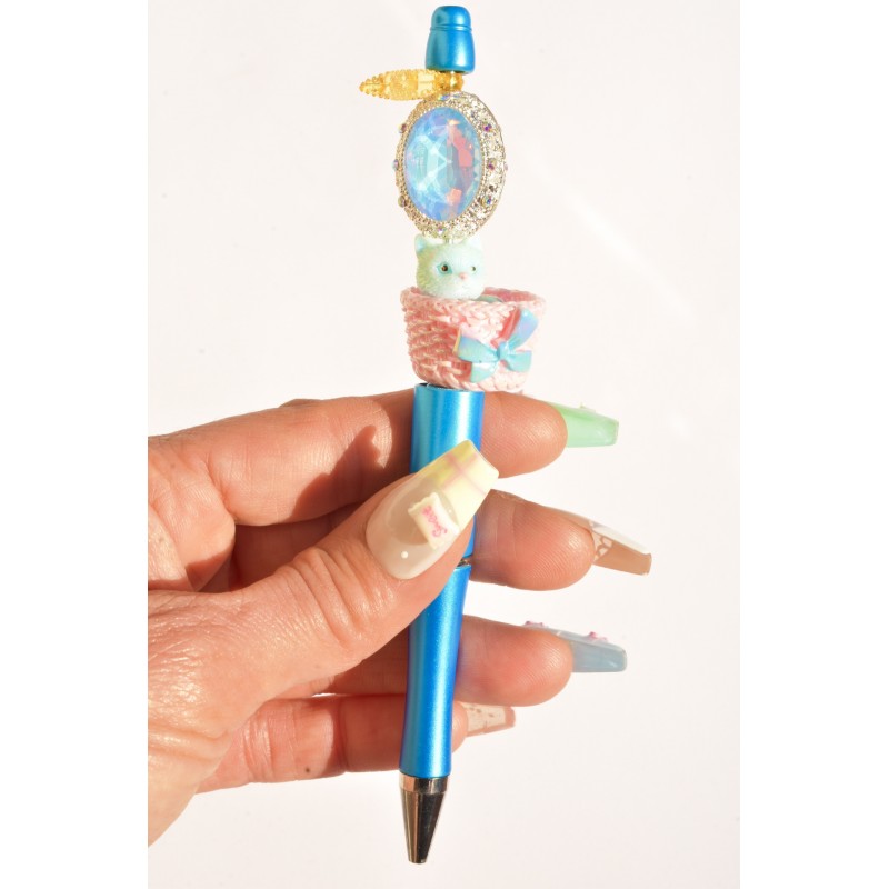 Stylo avec chat et perle en cristal