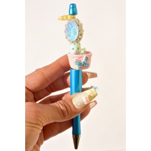 Pen with cat and crystal pearl