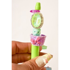 Kitten pen with its crystal bead handmade in France by Bordelinparis