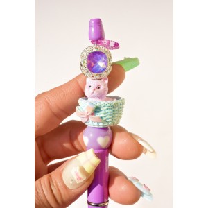 Kitten pen with its crystal bead handmade in France by Bordelinparis