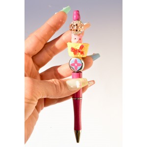 Kitten pen with its crystal bead handmade in France by Bordelinparis