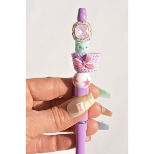 Stylo chat et perle en cristal