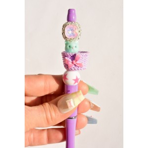 Stylo chat et perle en cristal