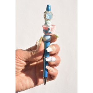 Kitten pen with its crystal bead handmade in France by Bordelinparis