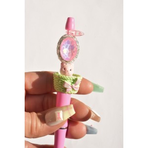 Stylo chat et perle en cristal