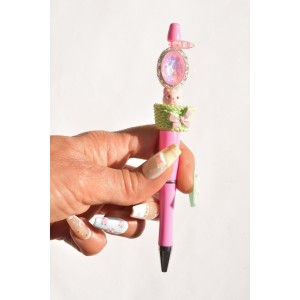 Stylo chat et perle en cristal