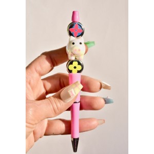 Stylo fantaisie avec petit cochon et perles