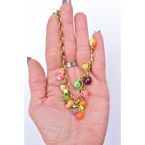 Necklace with large links and fruits charms