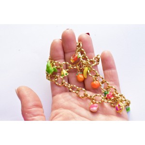 Necklace with large links and fruits charms