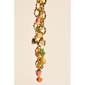 Collier chaine à gros maillons multi charmes fruits