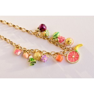 Necklace with large links and fruits charms