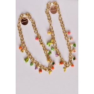 Necklace with large links and fruits charms