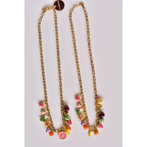 Necklace with large links and fruits charms