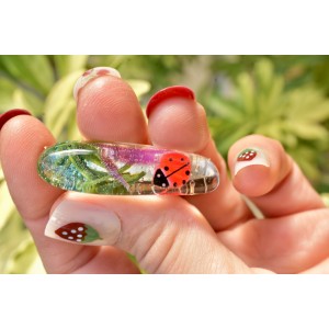 Handcrafted resin ladybug hair clip