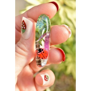 Handcrafted resin ladybug hair clip