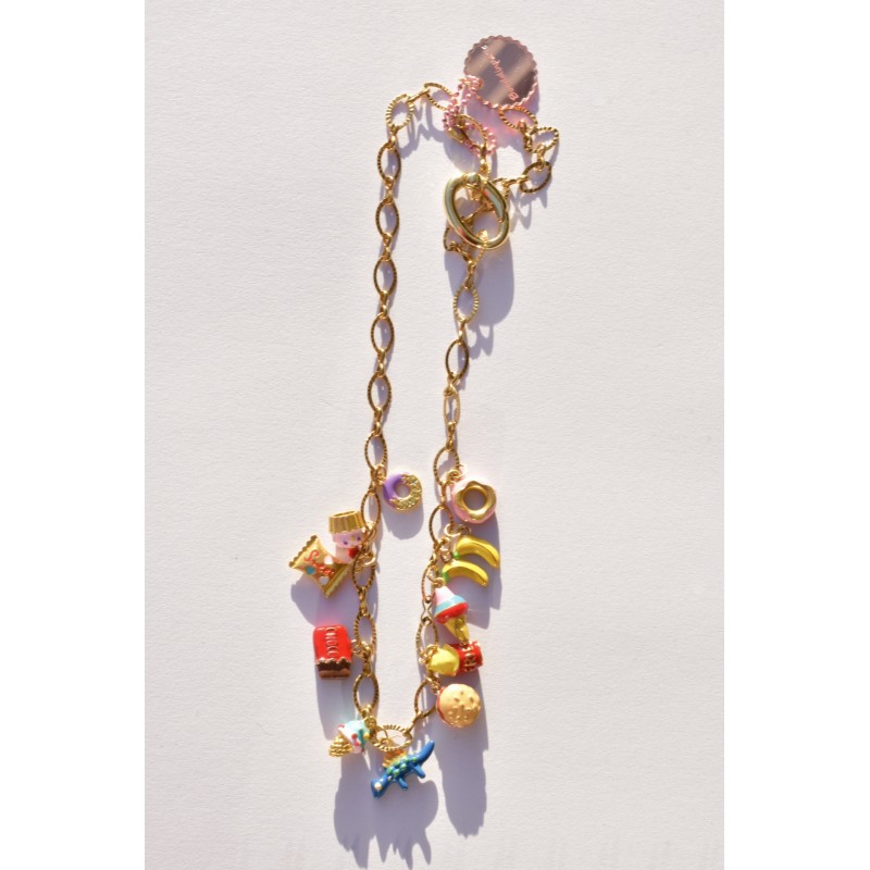 Golden necklace with miniature charms Bordelinparis