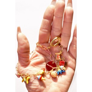 Golden necklace with miniature charms