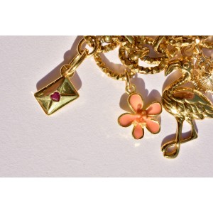 Gold chain necklace with pink charms Bordelinparis