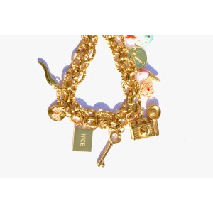 Chain necklace with gold and pink links and charms Bordelinparis