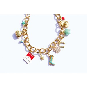 Collier charms bottes ,trèfle,fer à cheval Bordelinparis
