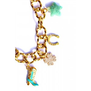 Collier cowgirl et ses multi pendants porte bonheur en acier inoxydable