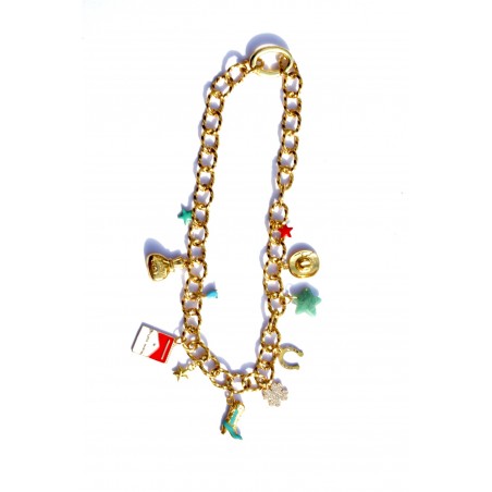 Collier cowgirl et ses multi pendants porte bonheur en acier inoxydable