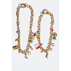 Collier cowgirl et ses multi pendants porte bonheur en acier inoxydable