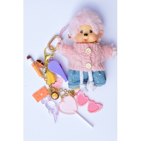 Bijou de sac  kiki peluche singe avec ses grigris