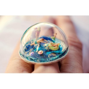 Bague dôme diorama mer miniature